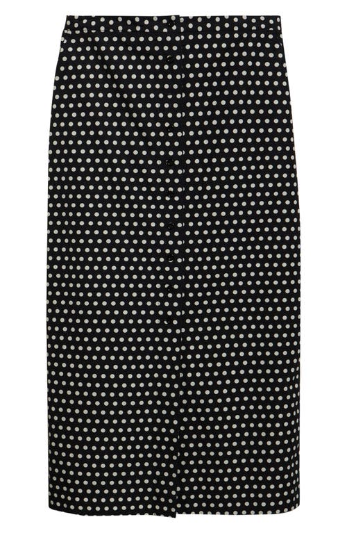 Frame The Dot Front Button Midi Skirt In Black