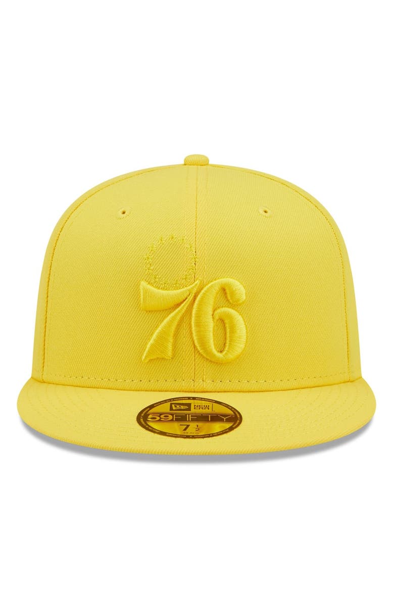 New Era Men's New Era Yellow Philadelphia 76ers Color Pack 59FIFTY Fitted Hat, Alternate, color, 