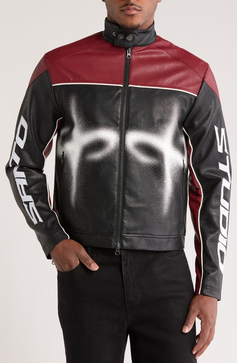 SANTO STUDIO Altamura Moto Faux Leather Jacket, Alternate, color, 