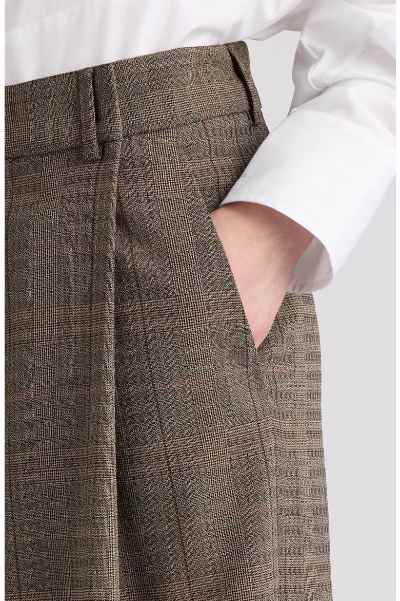 Podium Plaid Wool Crepe Wide Leg Pants, Alternate, color, CEMENT