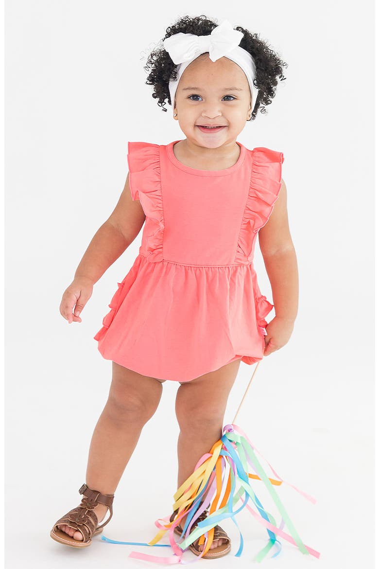 Ruffle Cotton Bubble Romper, Alternate, color, PINK