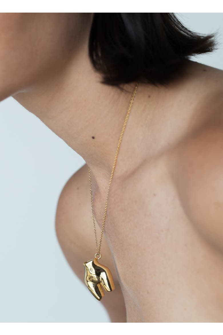 Female Body Pendant Necklace, Alternate, color, Gold