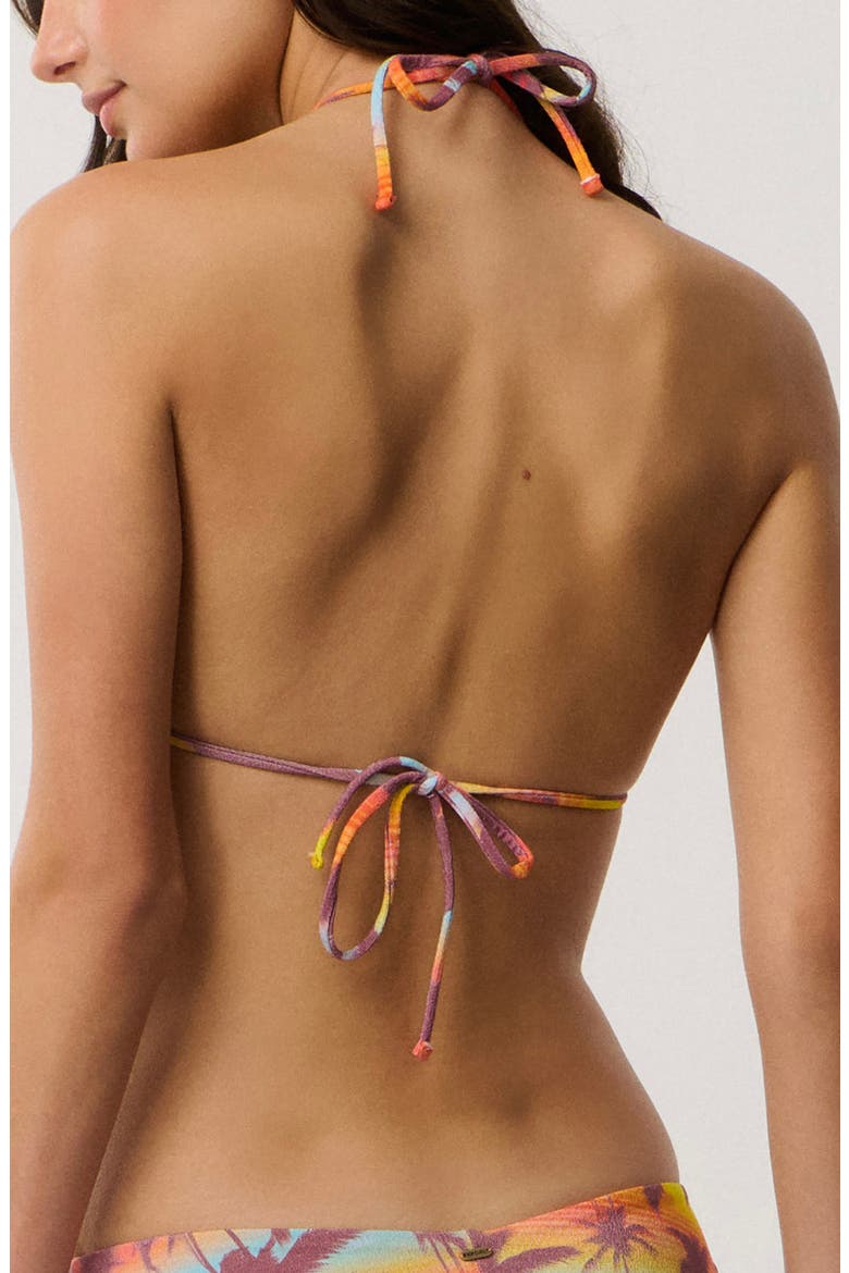 Retro Revival Triangle Bikini Top, Alternate, color, ORANGE MULTI