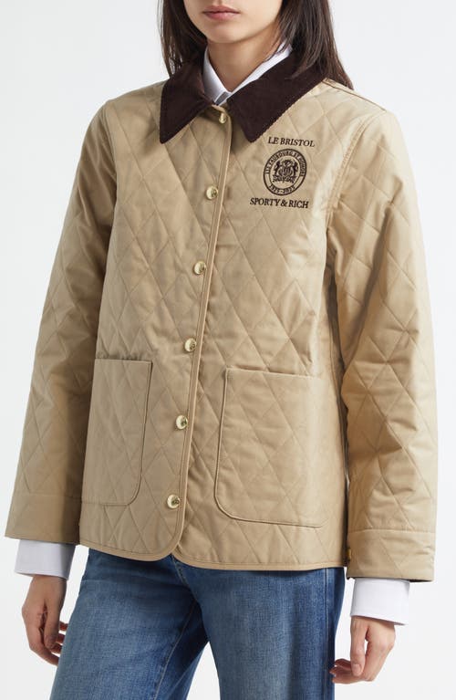 Sporty And Rich Sporty & Rich Crest Seal 100th Quilted Jacket In Beige
