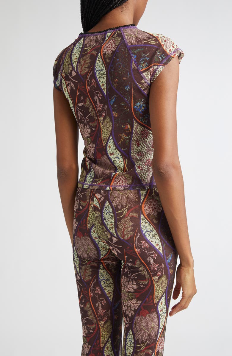 Siedrés Dora Floral Paisley Mesh Top, Alternate, color, Brown Multi