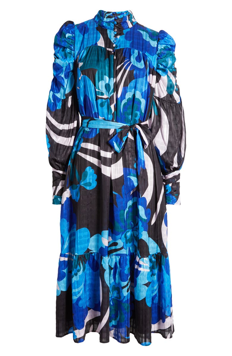 CIEBON Adele Floral Print Long Sleeve Midi Dress, Alternate, color, Blue Multi