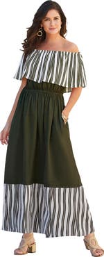 Jessica London Off-The-Shoulder Maxi Dress