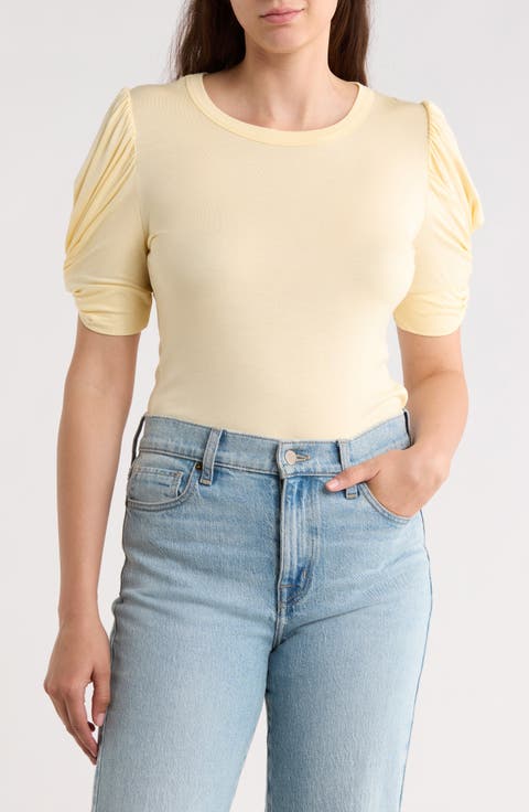 Solid Scrunched Sleeve Top
