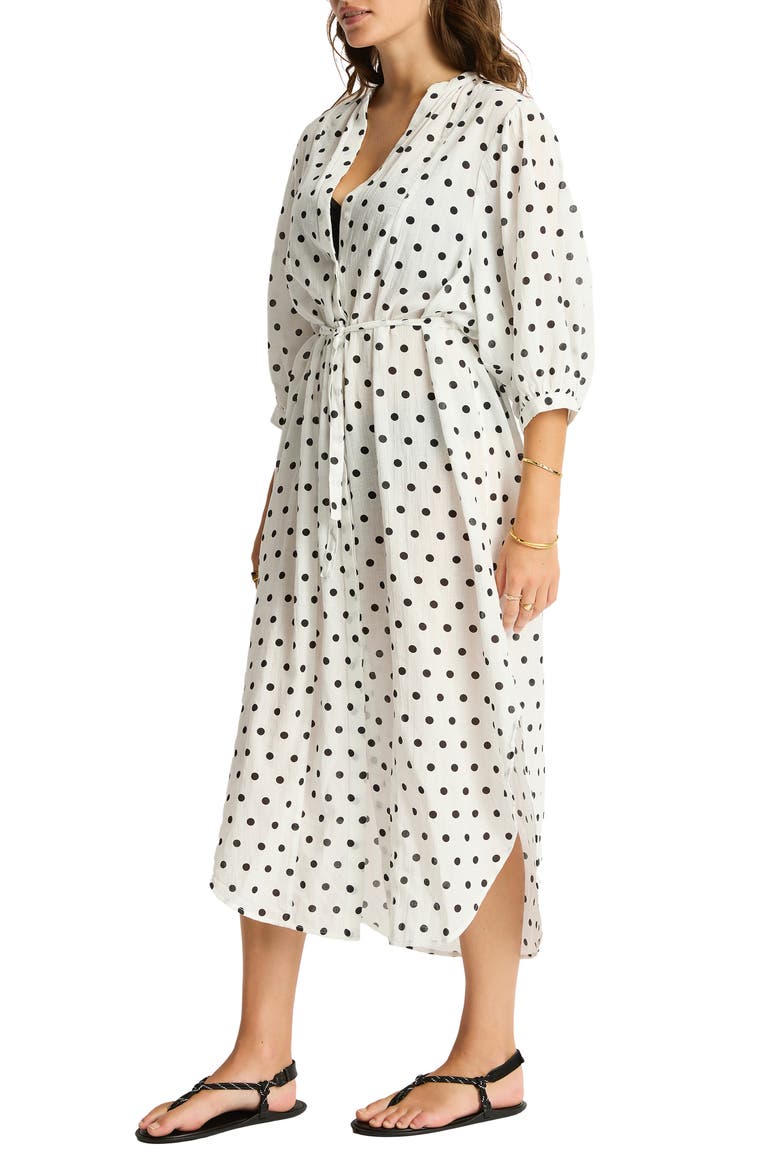 Dottie Long Sleeve Cover-Up Dress, Alternate, color, COCONUT