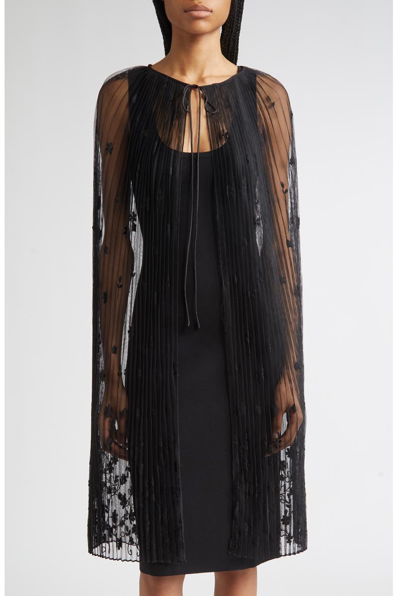 Floral Embroidered Tulle, Main, color, BLACK/ BLACK