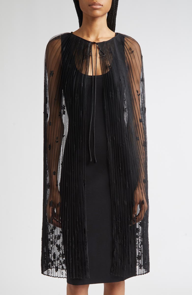 TOTEME Floral Embroidered Tulle, Main, color, Black/ Black