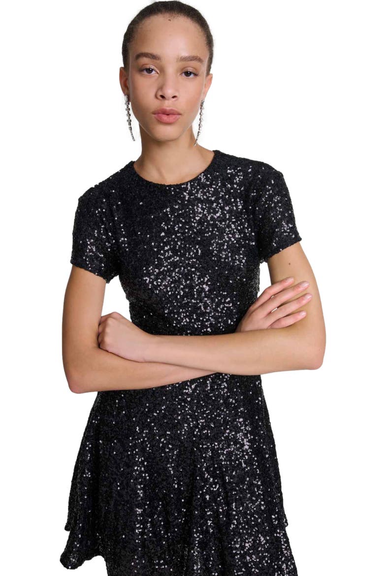 Short sequin dress, Alternate, color, Black