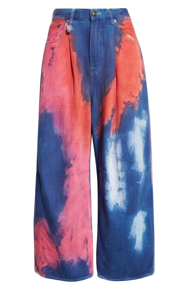 R13 Pleated Crop Wide Leg Jeans, Alternate, color, Blaze Rose