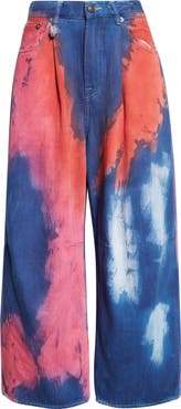 R13 Pleated Crop Wide Leg Jeans