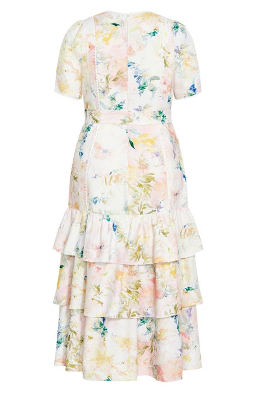City Chic Garden Of Love Tiered Maxi Dress In Garden Of Love