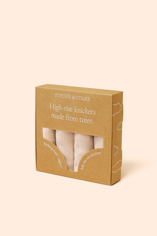 Stripe & Stare High Rise Knicker Four Pack In Sand