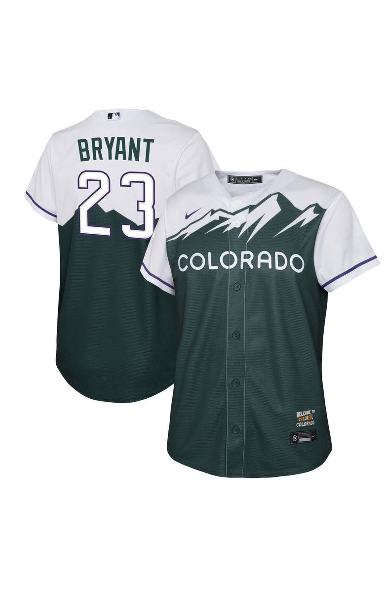 Nike Youth Nike Kris Bryant Green Colorado Rockies City Connect Replica Player Jersey, Main, color, 