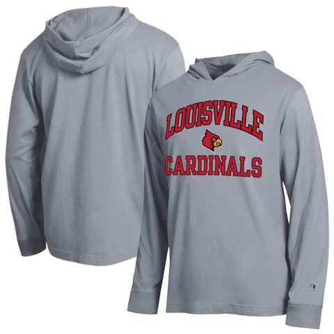 Men's Champion Heather Gray Louisville Cardinals High Motor All-Star Long Sleeve Hooded T-Shirt