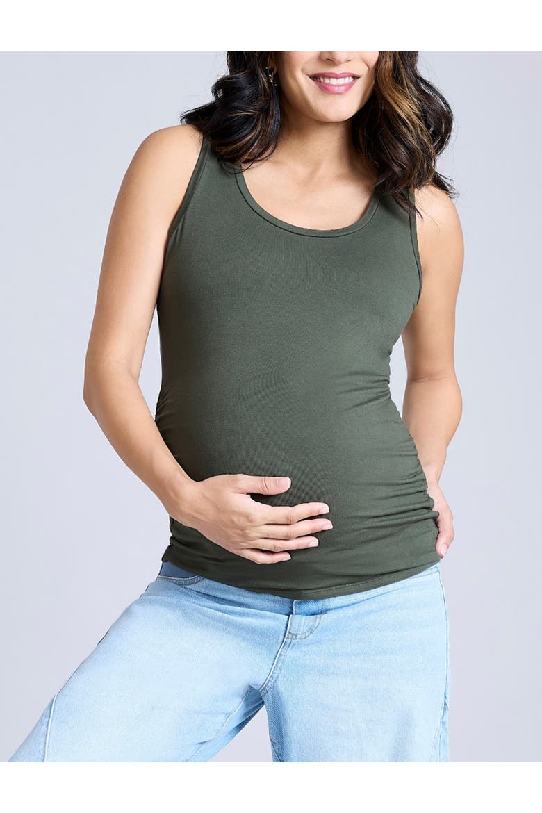 Scoop Neck Side-Ruched Maternity Tank Top, Alternate, color, Deep Depths