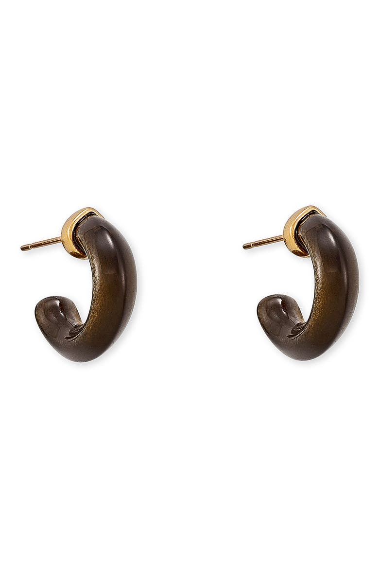 Mikki Huggie Hoop Earrings, Main, color, VINTAGE GOLD GOLDEN OBSIDIAN