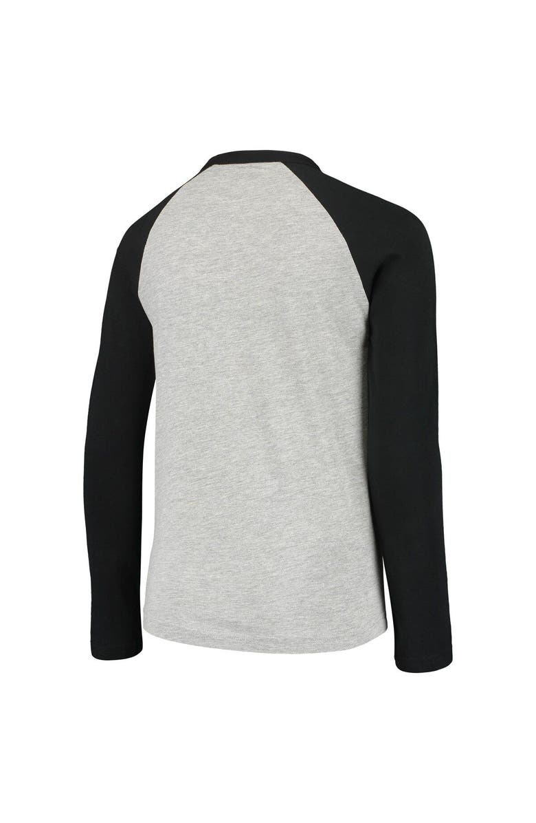 Outerstuff Youth Gray New Jersey Devils Athlete Henley Long Sleeve Raglan T-Shirt, Alternate, color,