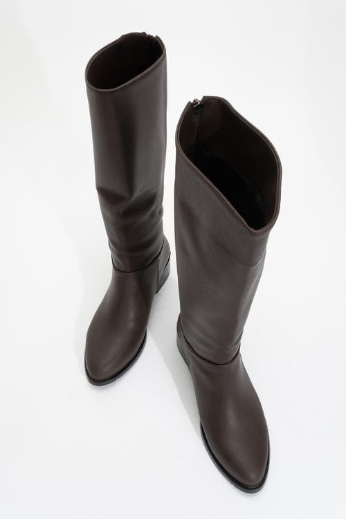 Prologue Shoes Svetlo Back Zip Knee High Boot In Brown