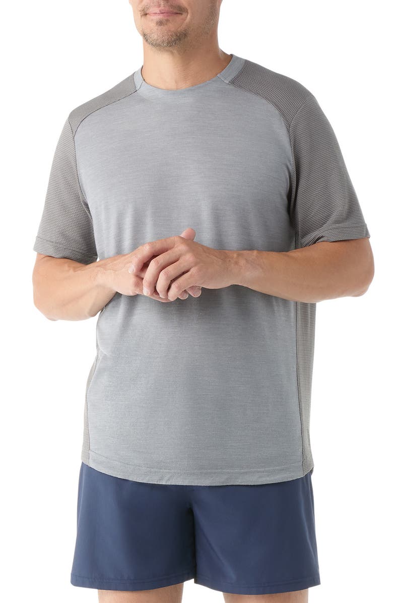 Smartwool Mesh Back T-Shirt, Main, color, Light Gray Heather