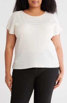 T Tahari Boat Neck Cap Sleeve Top