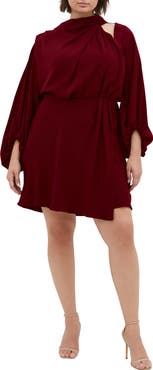 City Chic Jaylee Shoulder Cutout Long Sleeve Dress