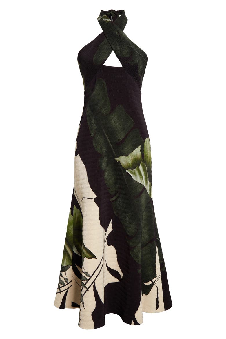 Elegant Expedition Halter Dress, Alternate, color, PALM SHADOWS/ GREEN/ ECRU
