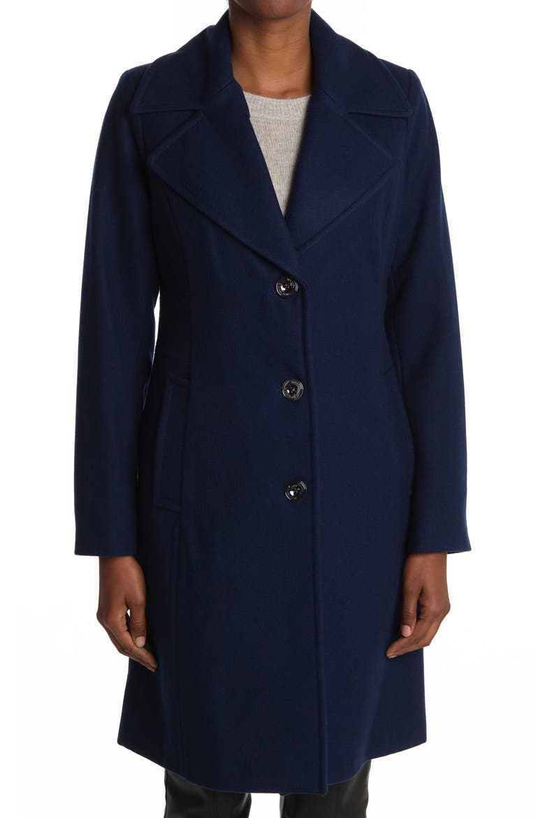 Single Breasted Tailored Coat, Alternate, color, NAVY