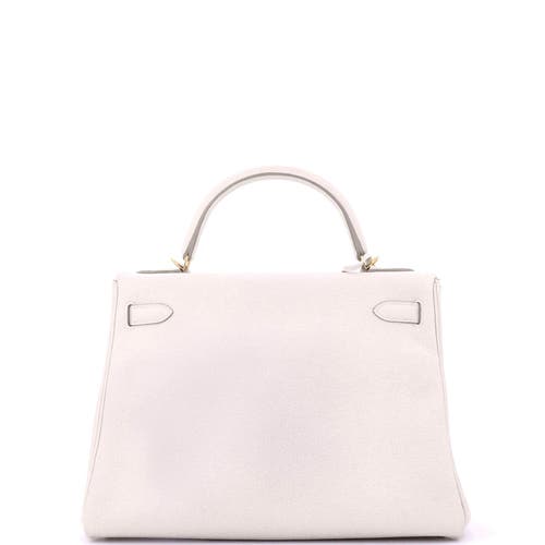 Pre-owned Hermes  Hermes Kelly Handbag Light Togo With Gold Hardware 32 In White