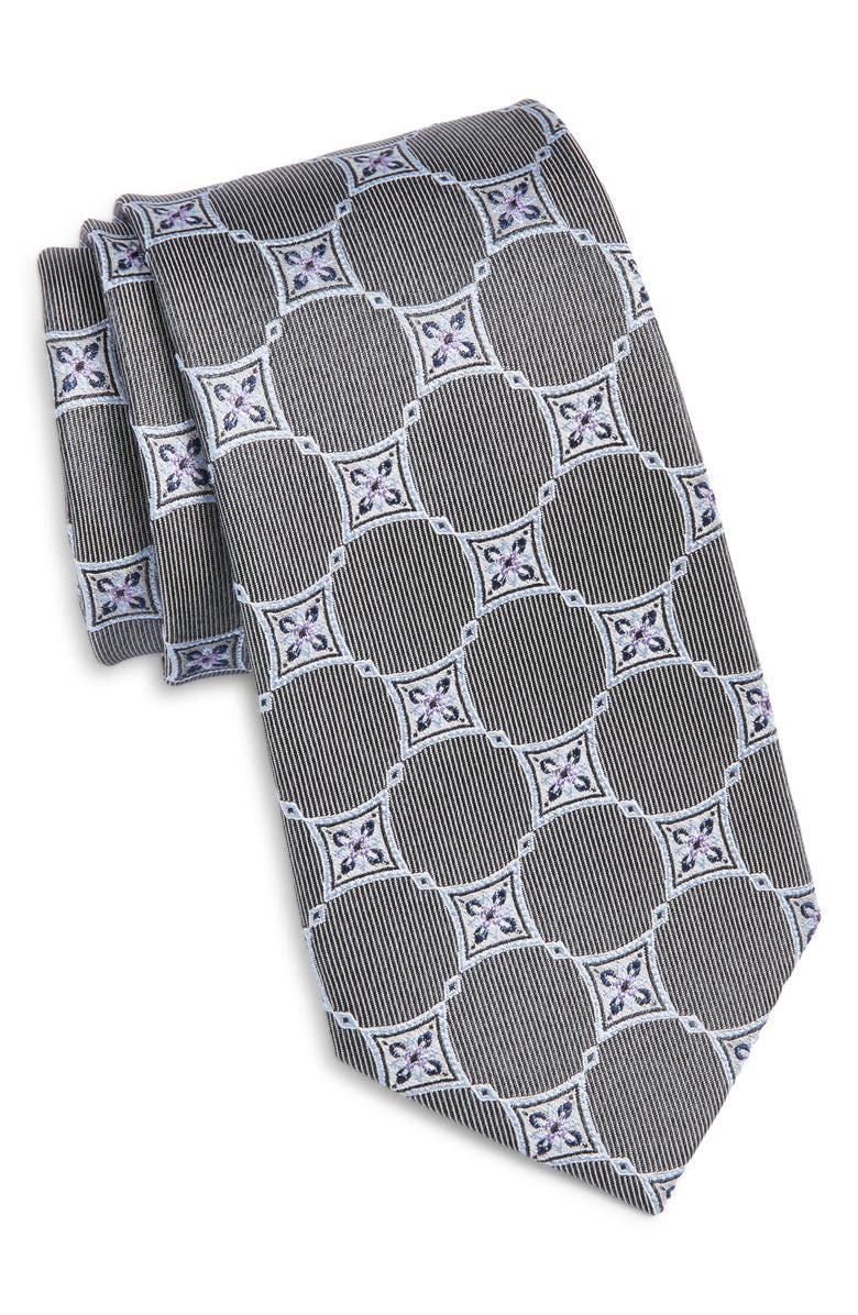 Nordstrom Geometric Silk Tie, Main, color, Black