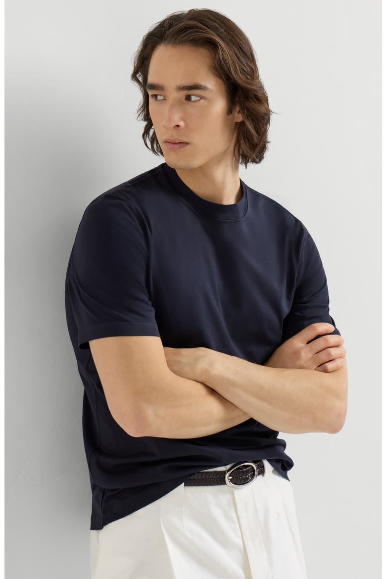 Cotton jersey crew neck T-shirt, Alternate, color, Navy Blue
