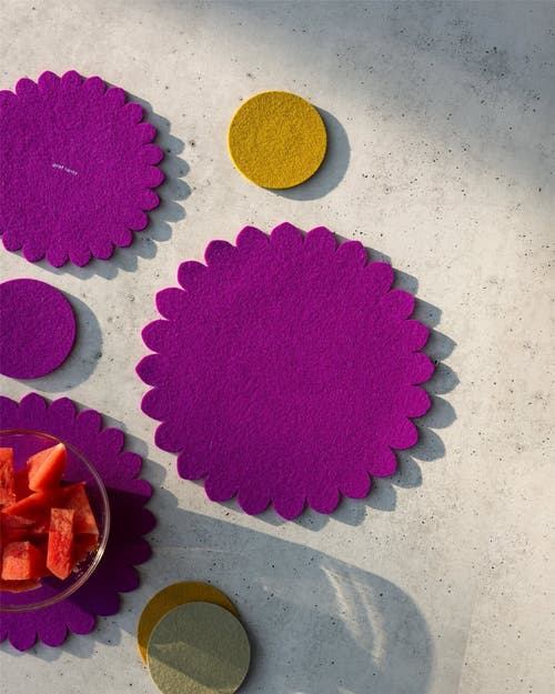 Graf & Lantz Graf Lantz Crest Merino Wool 12" Trivet In Purple
