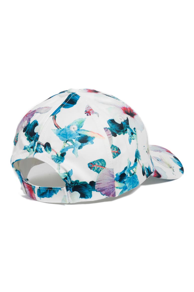 Tropical Floral Satin Baseball Cap, Alternate, color, WHITE