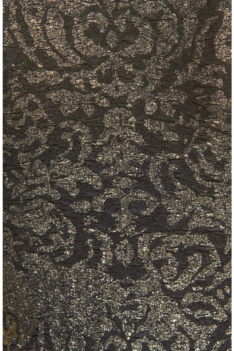 Metallic Jacquard Fit & Flare Dress, Alternate, color, BLACK