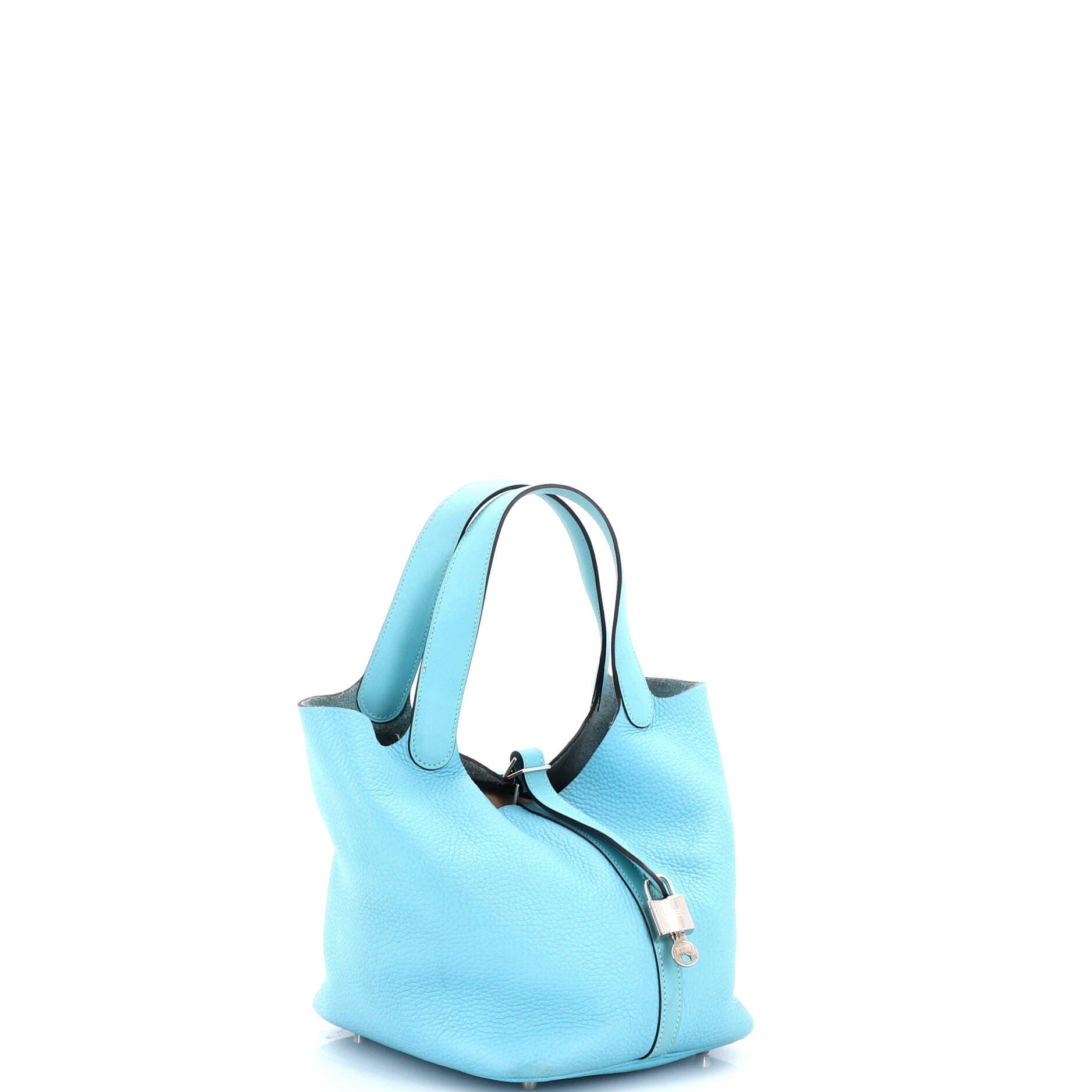 Pre-Owned Hermes Picotin Lock Bag Clemence MM, Alternate, color, Bleu Atoll