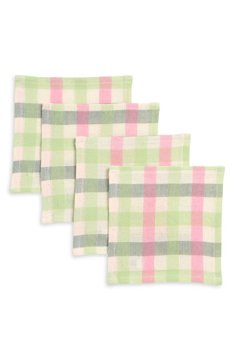 Gingham Clover Set of 4 Cocktail Napkins