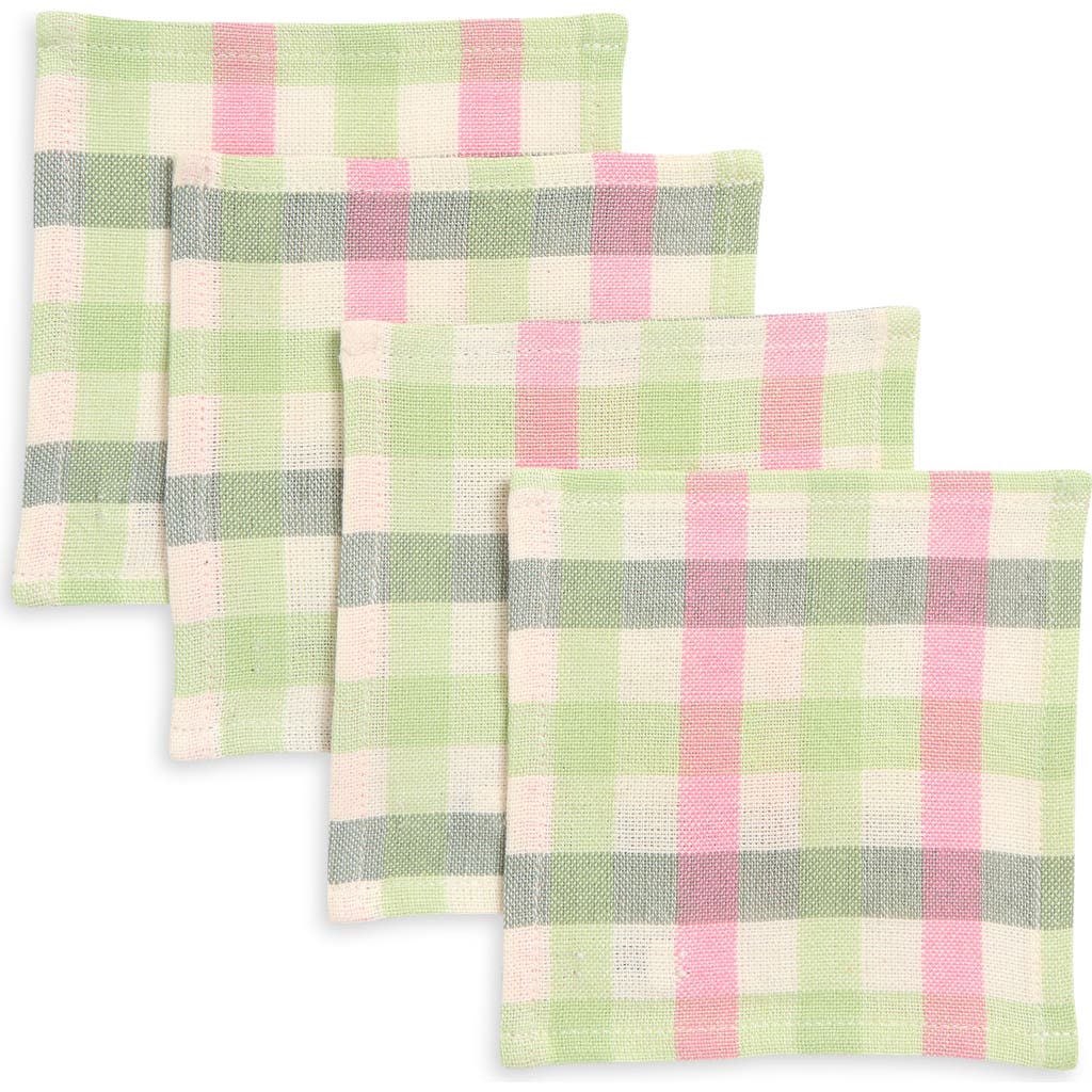 Heather Taylor Home Gingham Clover Set Of 4 Cocktail Napkins In Clover