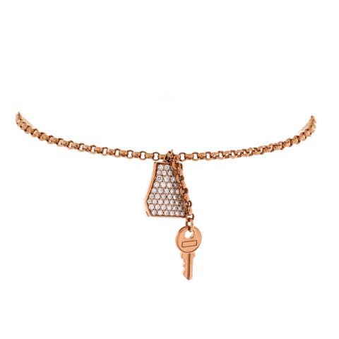Kelly Clochette Chain Bracelet 18K Rose Gold with Pave Diamonds Small