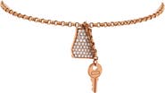 Pre-Owned Hermes Kelly Clochette Chain Bracelet 18K Rose Gold with Pave Diamonds Small