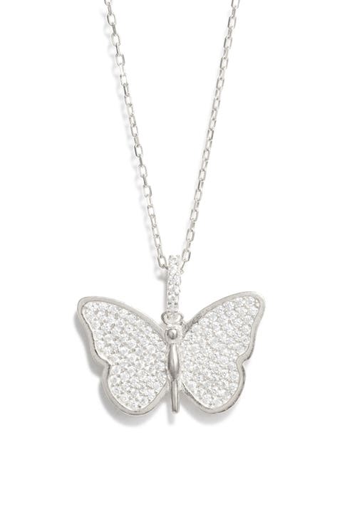 Pavé Butterfly Pendant Necklace