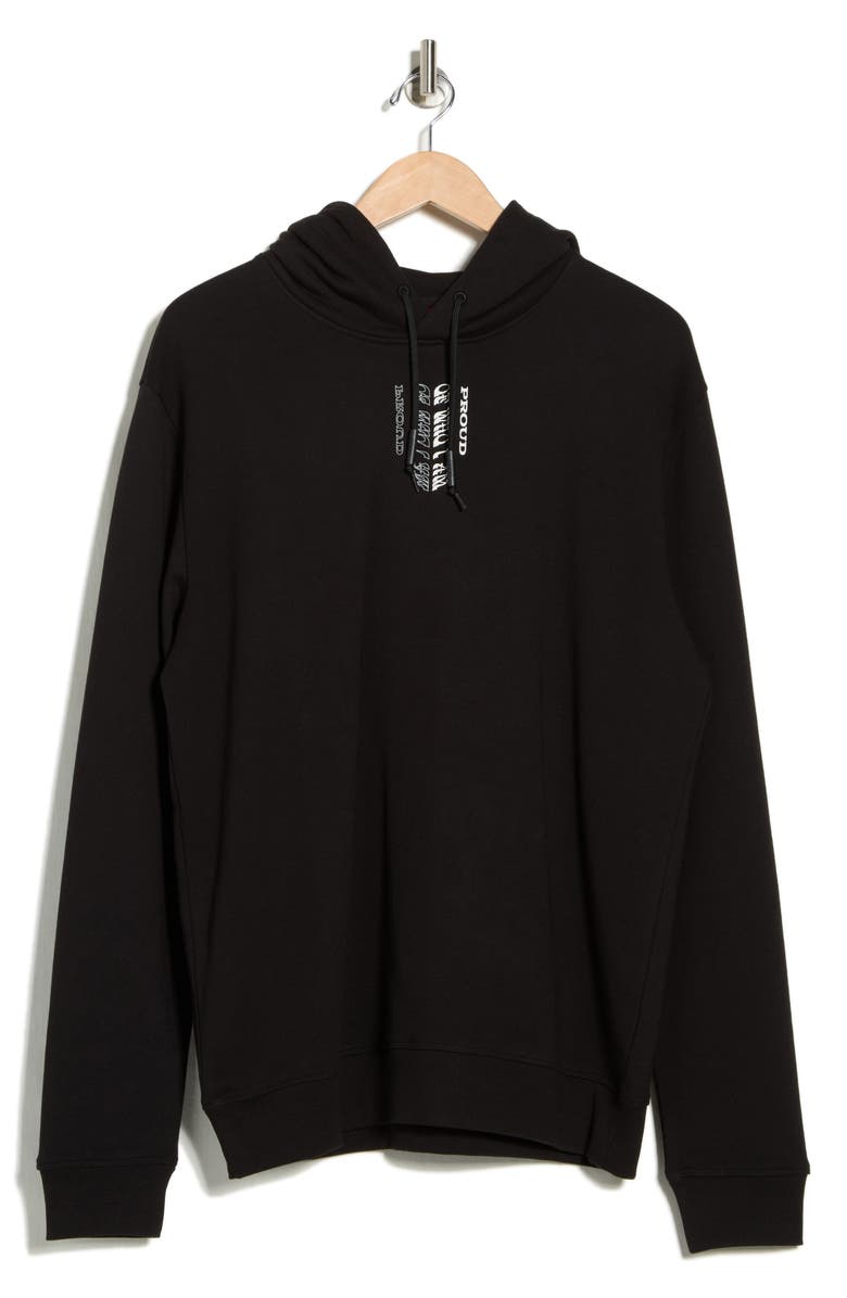 HUGO Darrett Stacked Logo Graphic Hoodie, Alternate, color, Black
