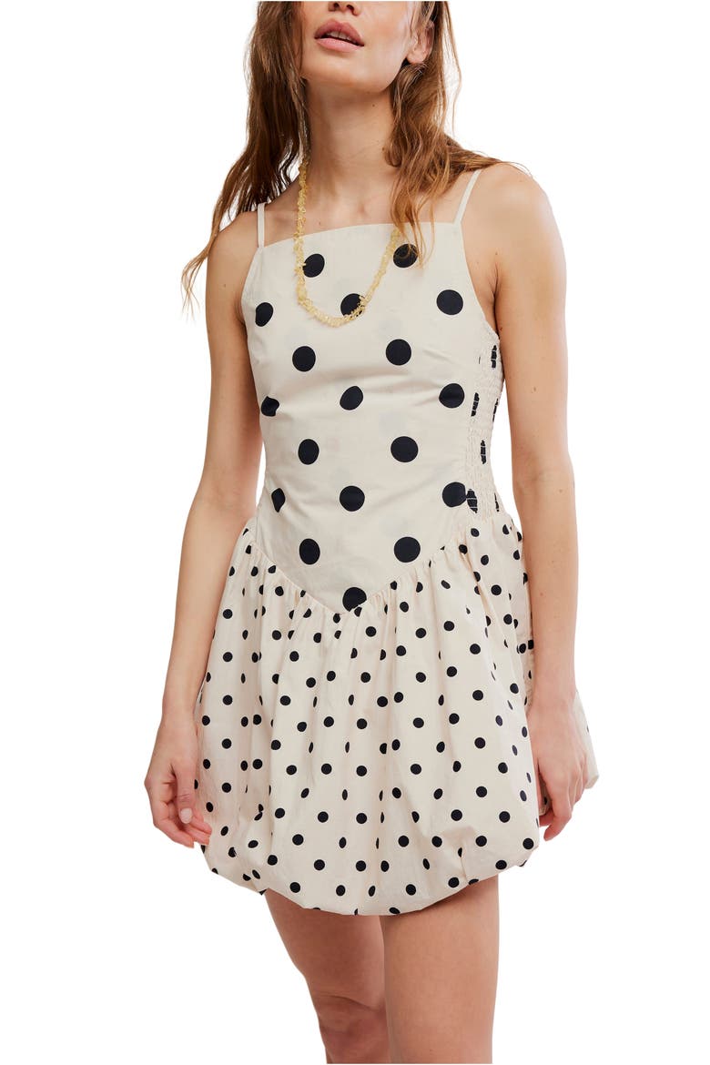 Misty Polka Dot Bubble Hem Minidress, Alternate, color, TEA COMBO
