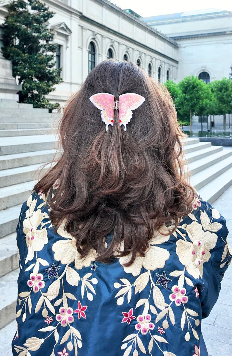 Solar Eclipse Swallowtail Butterfly Hair Clip, Alternate, color, Pink