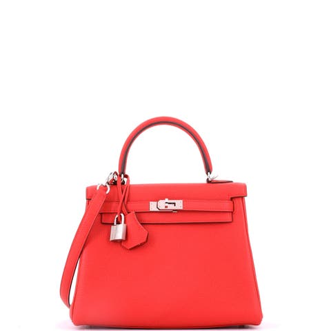 Kelly Handbag Red Togo With Palladium Hardware 25