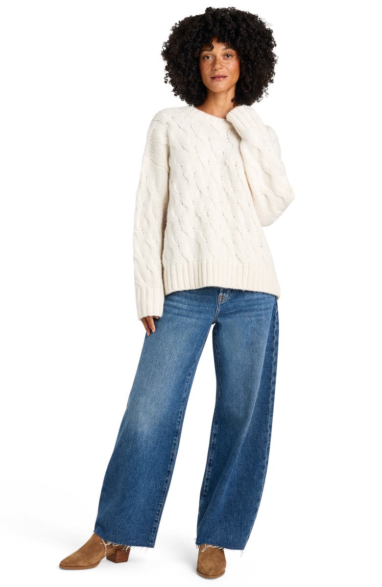 Splendid Maeve Cable Knit Sweater, Alternate, color, Snow