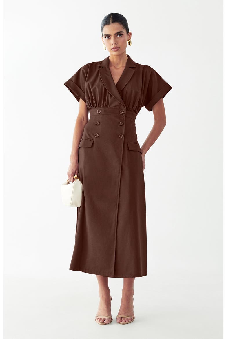 Elsie Midi Dress, Alternate, color, Chocolate