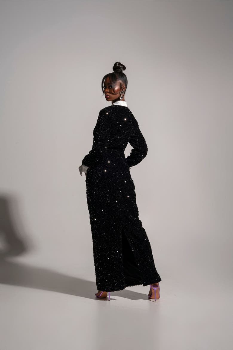 Rei Sequin Maxi Dress, Alternate, color, Black